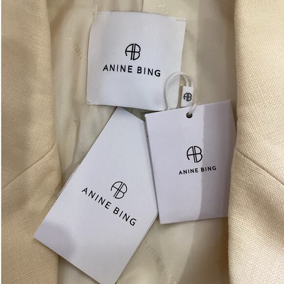 Anine Bing Kaia Linen Blazer In Light Yellow Double Breasted Jacket Size Small - Picture 11 of 13